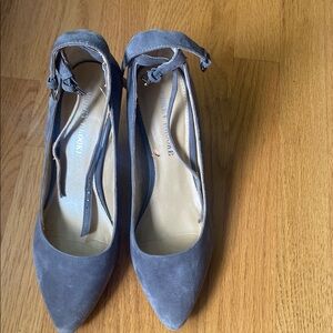 Audrey Brooke Gray Heels with Ankle Straps